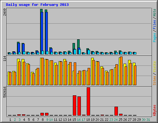 Daily usage for February 2013