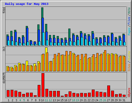 Daily usage for May 2013