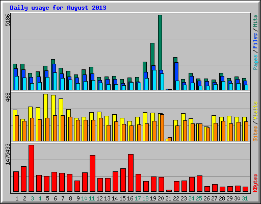 Daily usage for August 2013