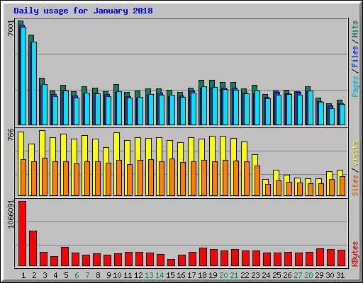 Daily usage for January 2018