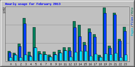 Hourly usage for February 2013